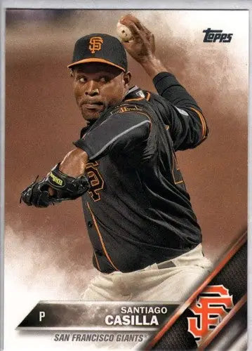 Original gloss Santiago Casilla baseball card from 2016 Topps #605 NM-MT Giants