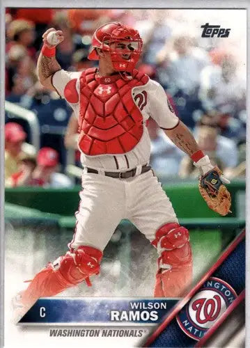 Original gloss baseball card of Wilson Ramos from 2016 Topps #658 Nationals