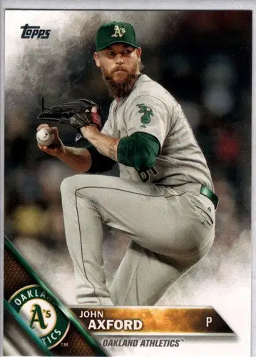 Baseball card of John Axford in Oakland Athletics uniform with original gloss, NM-MT quality