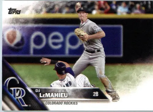 Original gloss Baseball card featuring DJ LeMahieu NM-MT Rockies from 2016 Topps