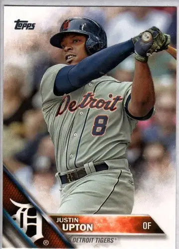 2016 Topps Justin Upton baseball card with original gloss, NM-MT condition, Tigers