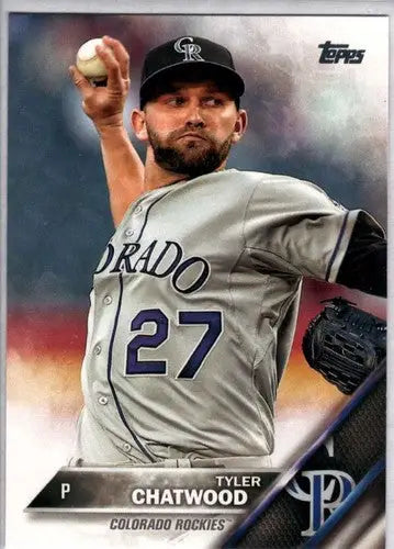 Original gloss Tyler Chatwood baseball card from 2016 Topps NM-MT Rockies