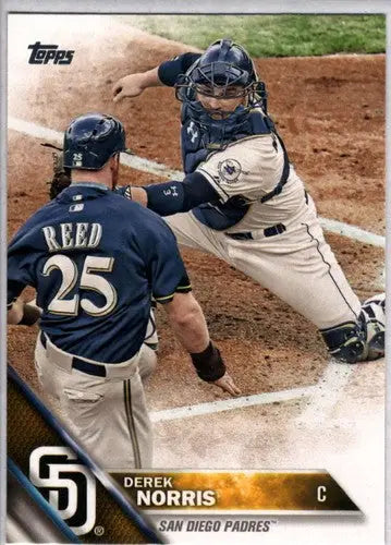 Original gloss baseball card of Derek Norris NM-MT from 2016 Topps Padres series
