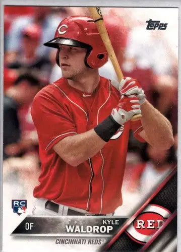 Kyle Waldrop rookie Reds baseball card with original gloss from 2016 Topps #685