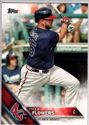 Original gloss Tyler Flowers baseball card 2016 Topps NM-MT Braves ID 3260