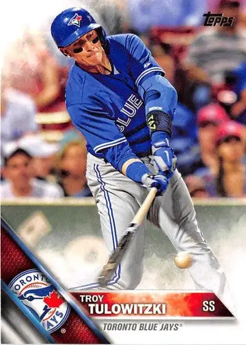 Original gloss Troy Tulowitzki baseball card featuring Blue Jays from 2016 Topps