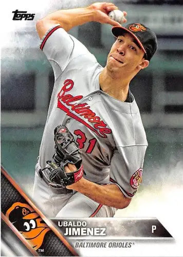 Original gloss Ubaldo Jimenez baseball card 2016 Topps #88 NM-MT Orioles
