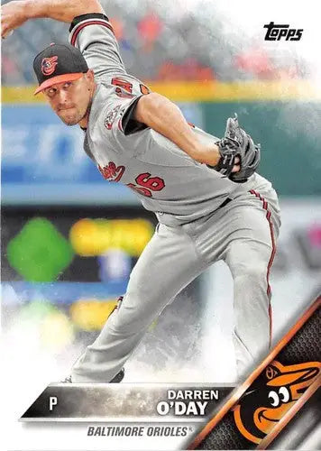Original gloss baseball card featuring Darren O’Day NM-MT from 2016 Topps