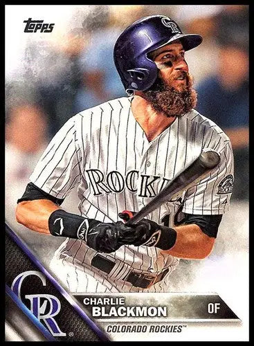Baseball card featuring Charlie Blackmon of the Colorado Rockies with original gloss NM-MT