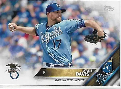 Original gloss Wade Davis baseball card from 2016 Topps American League Standouts series