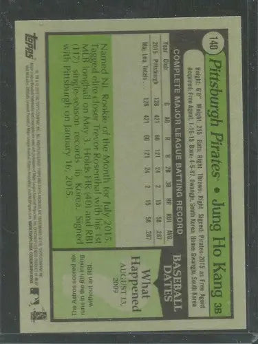 2016 Topps Archives #140 Jung Ho Kang NM-MT Pirates 1979 Design - Baseball Card Single