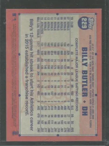 Baseball card back from 2016 Topps Archives featuring Billy Butler original gloss