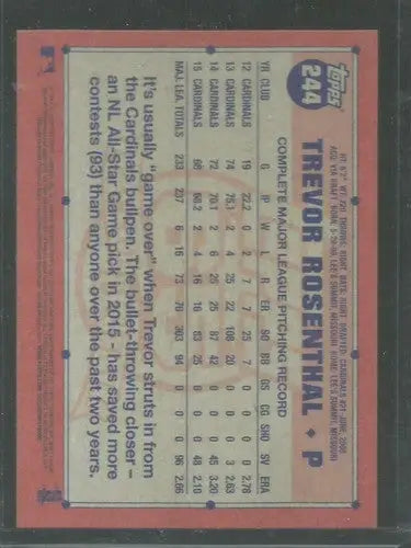 2016 Topps Archives Trevor Rosenthal Baseball Card Back with Original Gloss