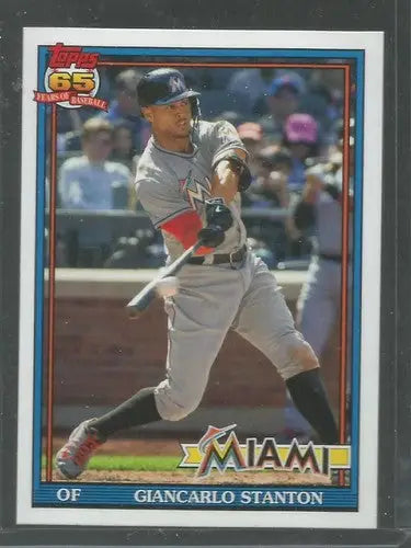 Giancarlo Stanton baseball card featuring 2016 Topps Archives original gloss design