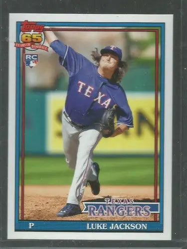 Original gloss of Luke Jackson baseball card from 2016 Topps Archives featuring Rangers Rookie
