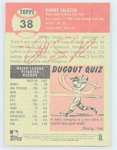 Baseball card back from 2016 Topps Archives featuring original gloss and Simply Sandoval design