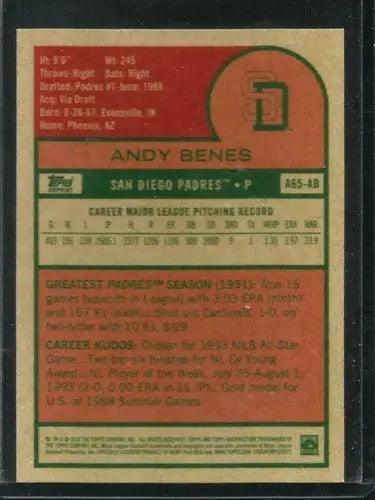 2016 Topps Archives 65th Anniversary Edition #A65-AB Andy Benes NM-MT P ID:12124 - Baseball Card Single