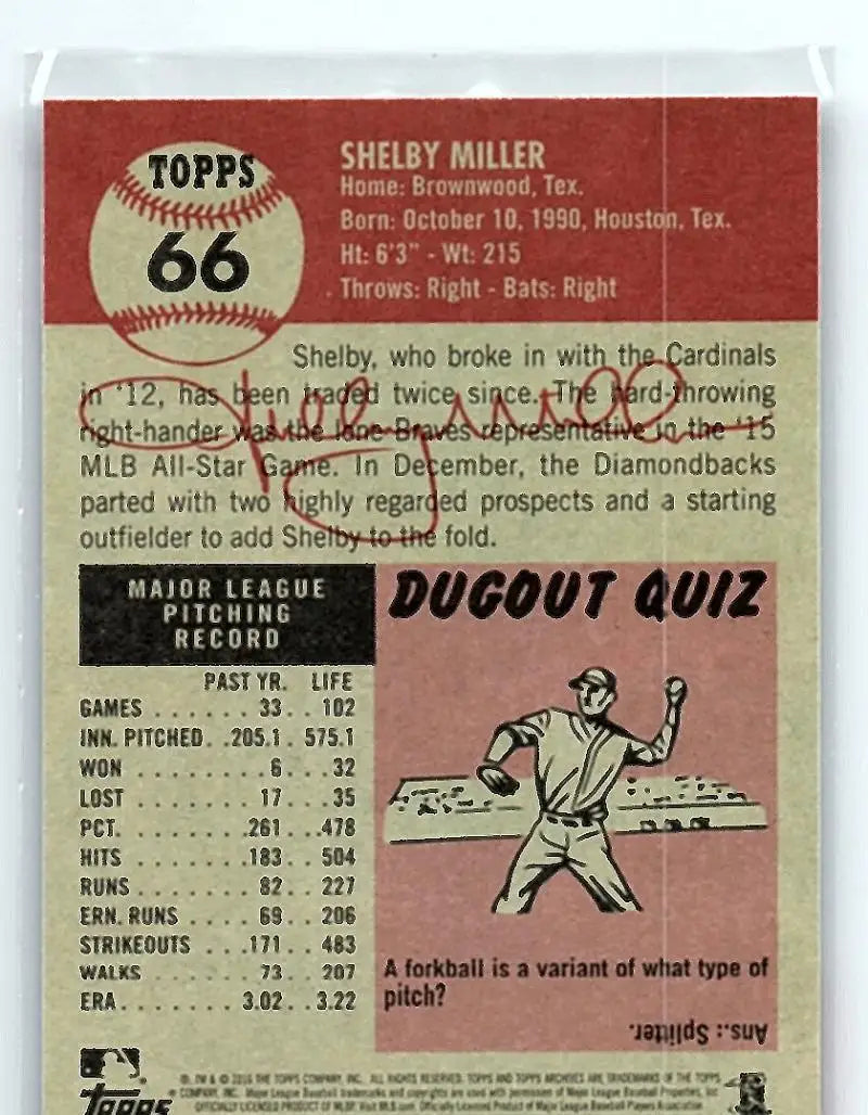 2016 Topps Archives #66 Shelby Miller NM-MT Diamondbacks 1953 Design ID:1529 - Baseball Card Single