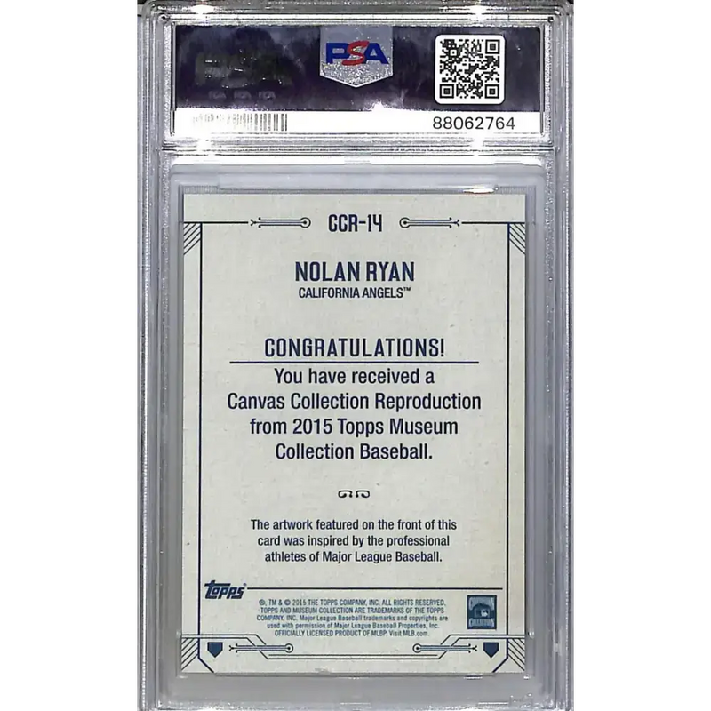 2016 Topps Archives Signature Series Museum Collection Canvas Collection Reproduction #CCR-14 Nolan Ryan PSA 10 GEM