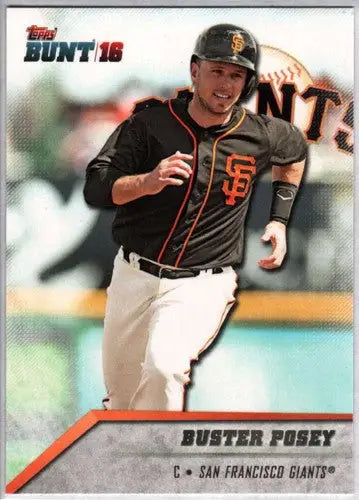 2016 Topps Bunt Buster Posey baseball card with original gloss and Giants ID 3768