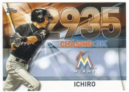 Original gloss 2016 Topps Chasing Ichiro baseball card featuring Ichiro Marlins NM-MT