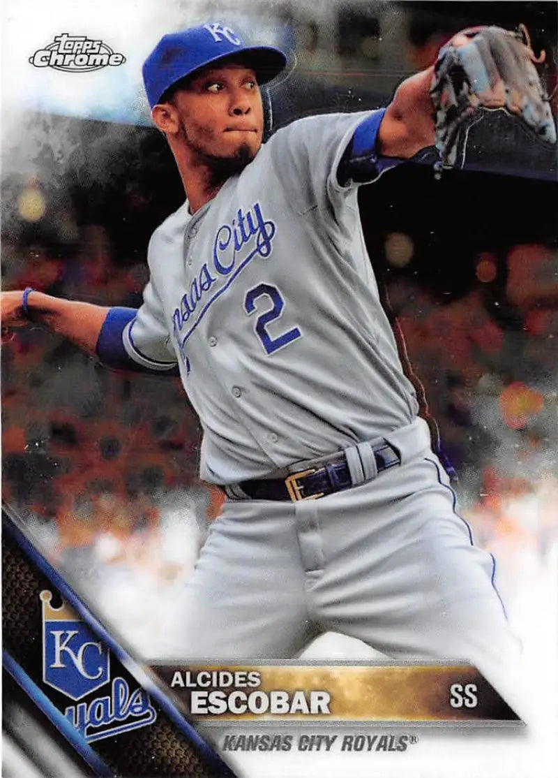 2016 Topps Chrome #117 Alcides Escobar EX Excellent Kansas City Royals Baseball Card - Baseball Card Single