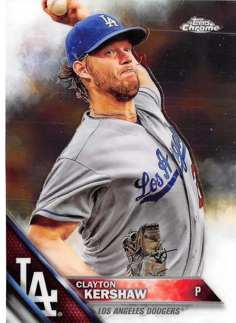 2016 Topps Chrome #145 Clayton Kershaw NM-MT Los Angeles Dodgers Baseball Card - Baseball Card Single