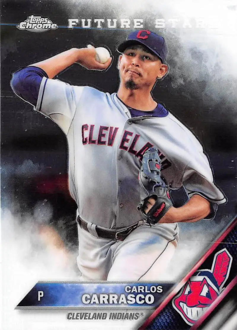 2016 Topps Chrome #158 Carlos Carrasco NM-MT Cleveland Indians Baseball Card - Baseball Card Single