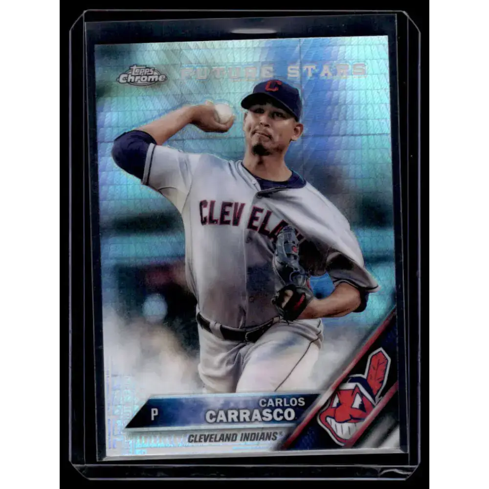 2016 Topps Chrome #158 Carlos Carrasco NM-MT Cleveland Indians Baseball Card - Baseball Card Single