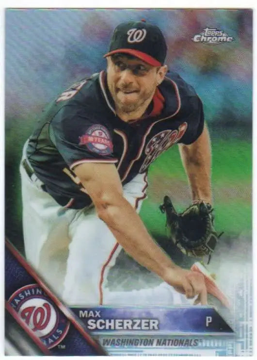 2016 Topps Chrome #16 Max Scherzer NM-MT Washington Nationals Baseball Card - Baseball Card Single