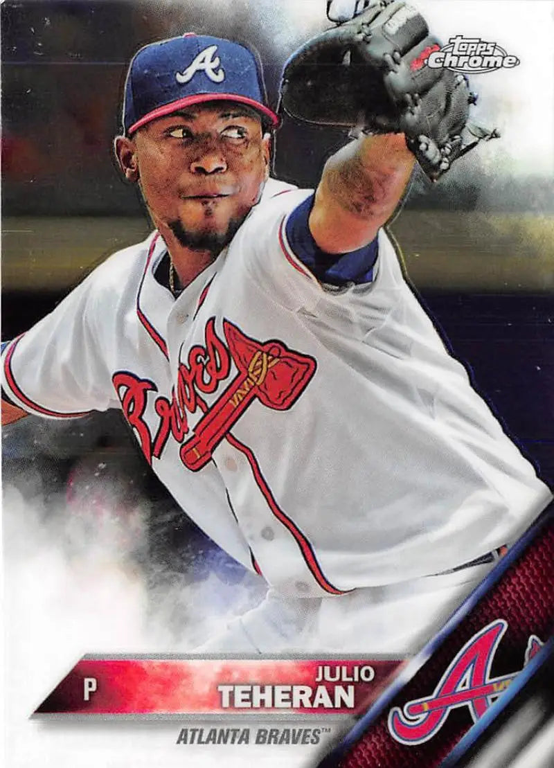 2016 Topps Chrome #193 Julio Teheran NM-MT Atlanta Braves Baseball Card - Baseball Card Single