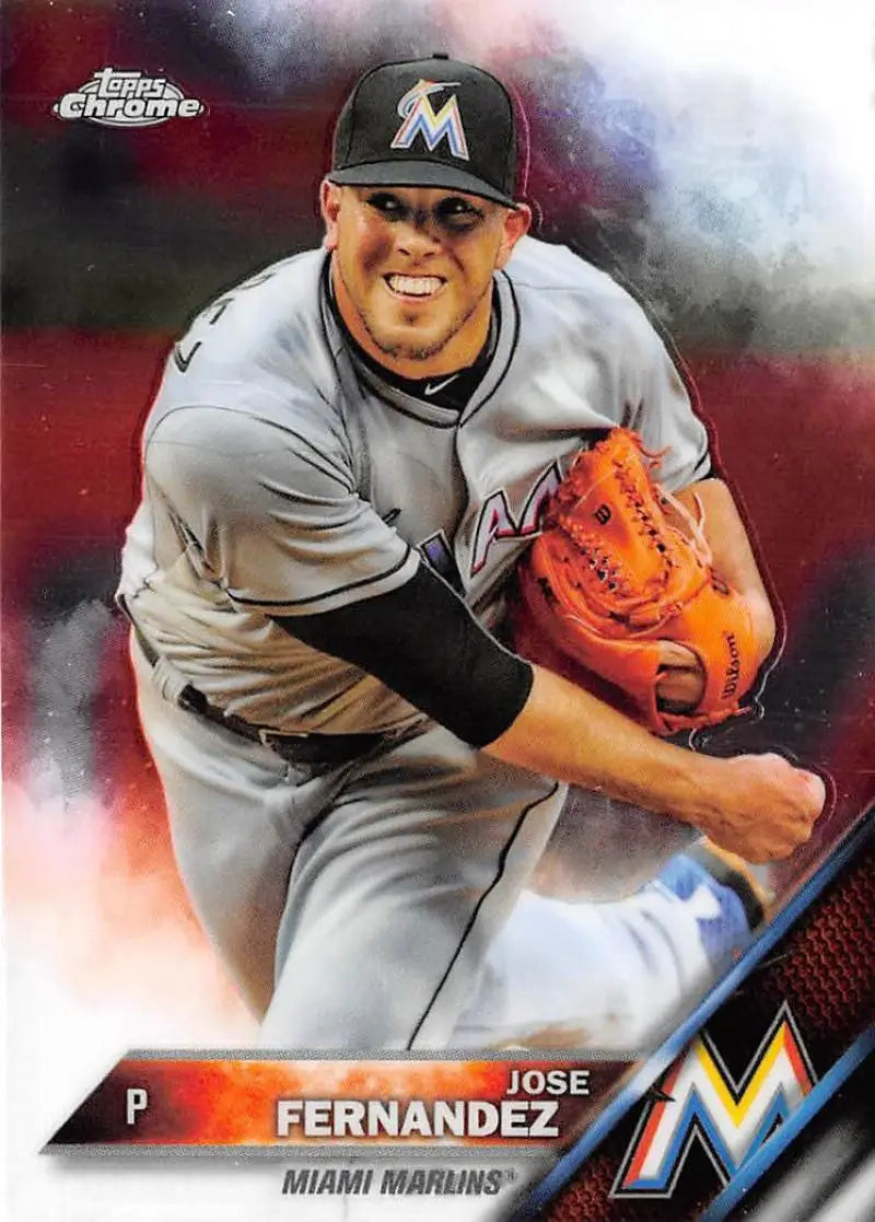 2016 Topps Chrome #197 Jose Fernandez NM-MT Miami Marlins Baseball Card - Baseball Card Single