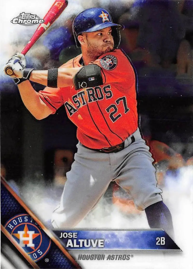 2016 Topps Chrome #27 Jose Altuve EX Excellent Houston Astros Baseball Card - Baseball Card Single