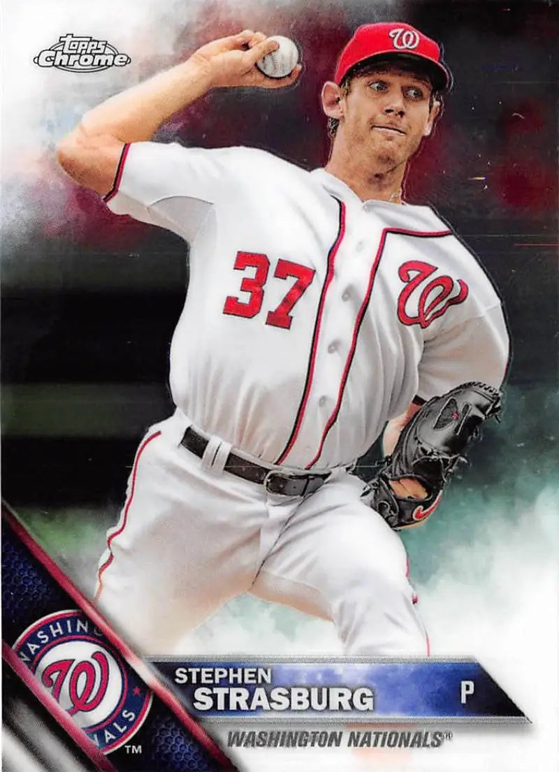 2016 Topps Chrome #40 Stephen Strasburg EX Excellent Washington Nationals Baseball Card - Baseball Card Single