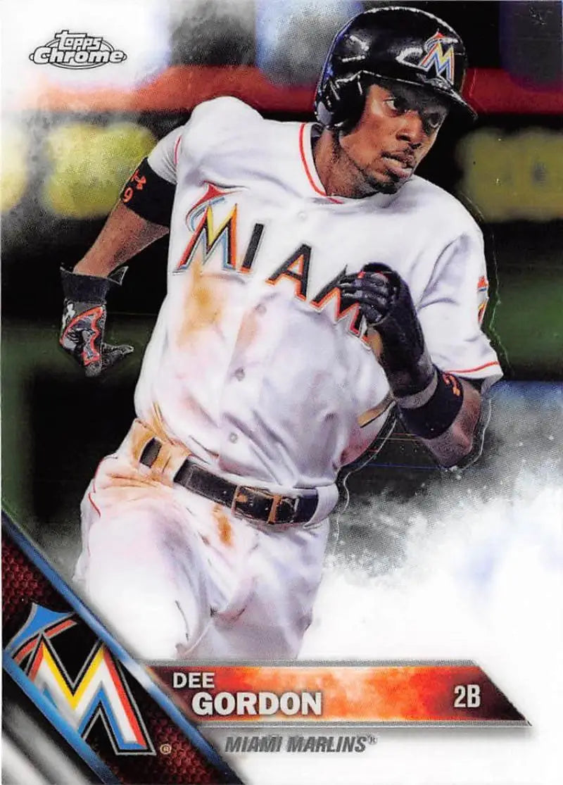 2016 Topps Chrome #54 Dee Gordon EX Excellent Miami Marlins Baseball Card - Baseball Card Single
