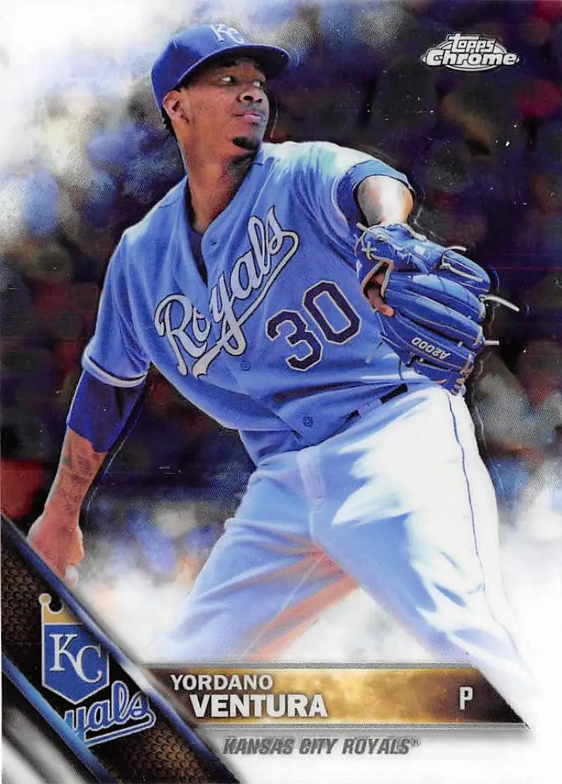 2016 Topps Chrome #56 Yordano Ventura EX Excellent Kansas City Royals Baseball Card - Baseball Card Single