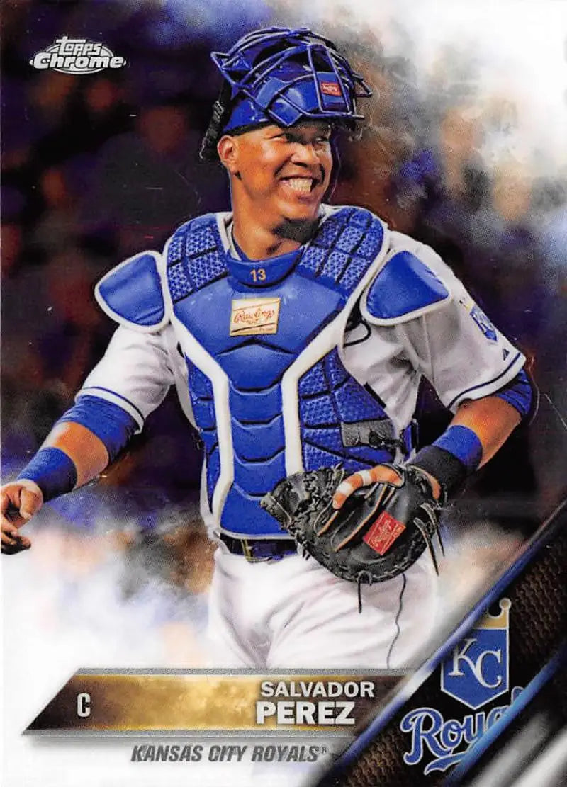 2016 Topps Chrome #6 Salvador Perez EX Excellent Kansas City Royals Baseball Card - Baseball Card Single