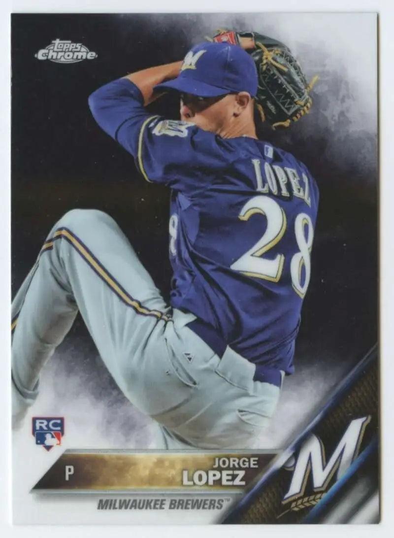 2016 Topps Chrome #94 Jorge Lopez NM-MT RC Rookie Milwaukee Brewers Baseball Card - Baseball Card Single
