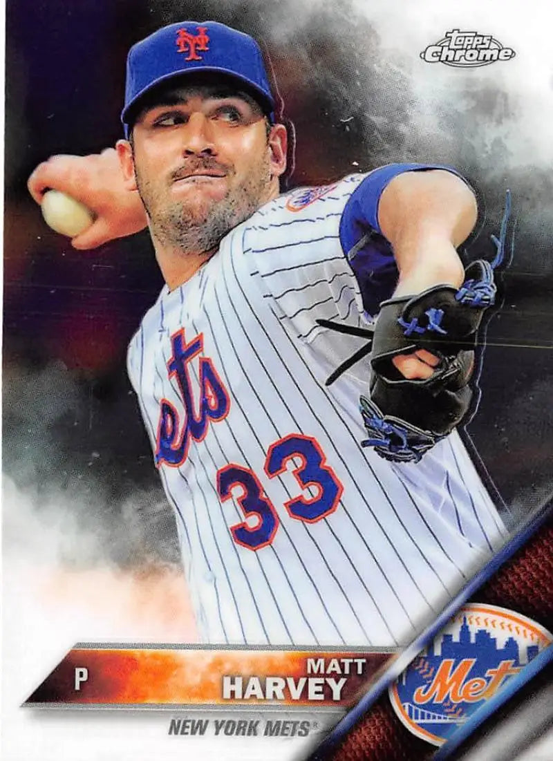 2016 Topps Chrome #97 Matt Harvey EX Excellent New York Mets Baseball Card - Baseball Card Single