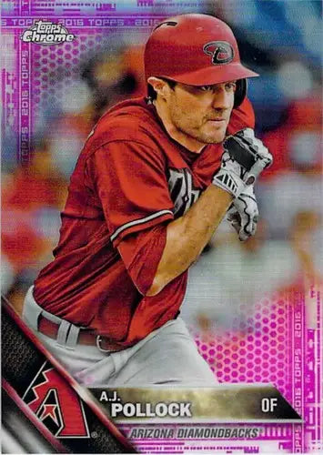 2016 Topps Chrome Pink Refractor Baseball Card A.J. Pollock Diamondbacks original gloss