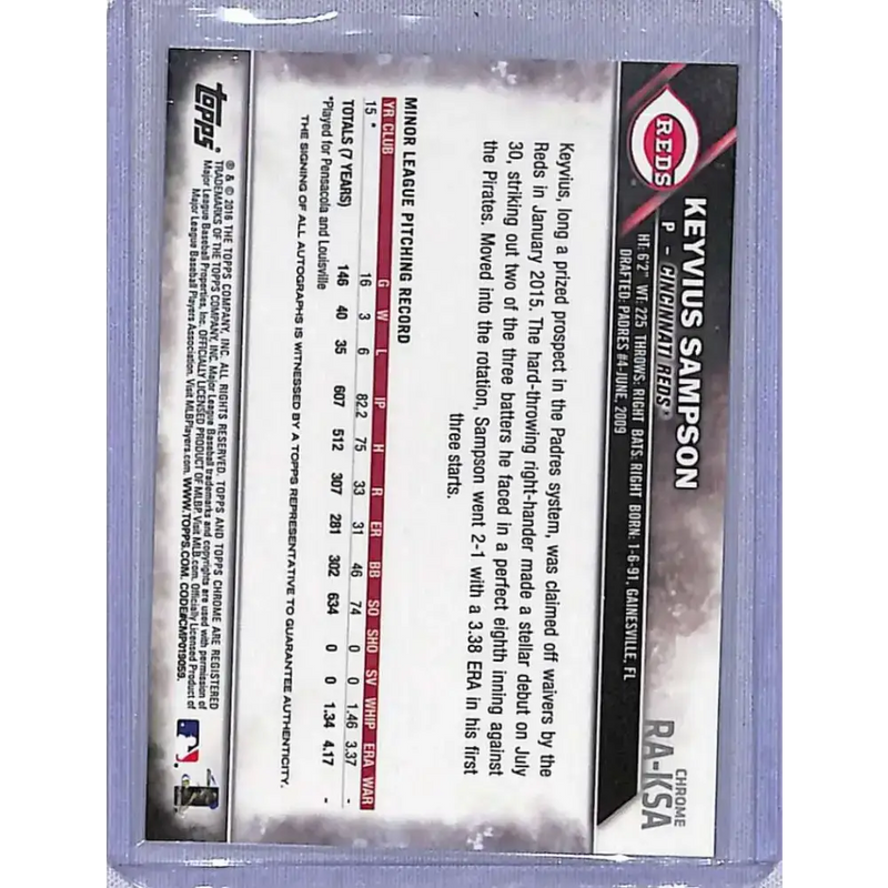 2016 Topps Chrome #RA-KSA Keyvius Sampson Rookie Autographs NM-MT Baseball Card - Baseball Card Single