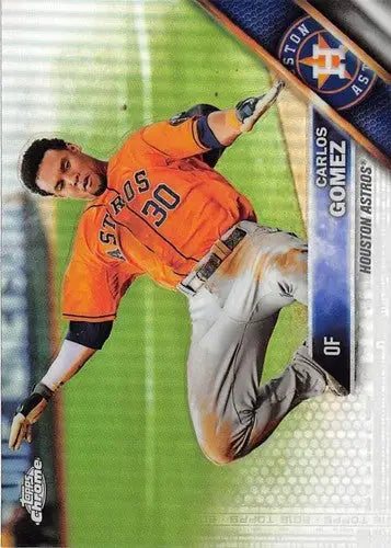 2016 Topps Chrome Refractor Carlos Gomez baseball card with original gloss, Astros image
