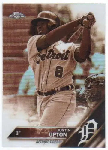 Baseball card of Justin Upton from 2016 Topps Chrome Sepia Refractor set