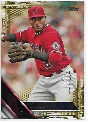 Baseball card featuring Erick Aybar from 2016 Topps Gold with original gloss