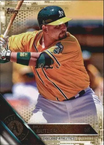 Original gloss Topps Gold Billy Butler baseball card from 2016 Athletics collection