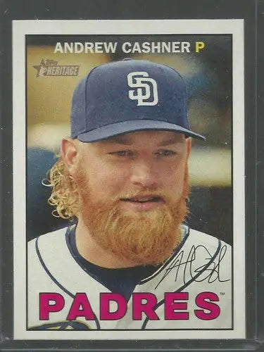 Original gloss 2016 Topps Heritage Andrew Cashner baseball card Padres ID 19692