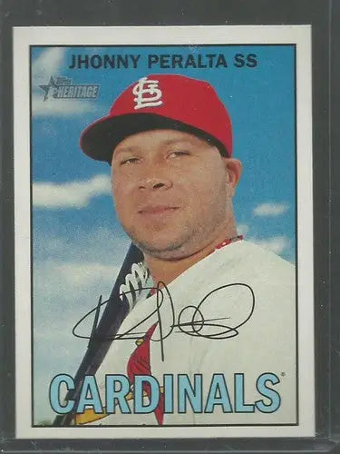 Signed Jhonny Peralta baseball card from Topps Heritage with original gloss