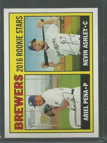 2016 Topps Heritage #170 Ariel Pena/Nevin Ashley NM-MT RC Rookie Brewers - Baseball Card Single