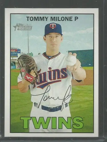 2016 Topps Heritage Tommy Milone baseball card with original gloss Twins ID 12196
