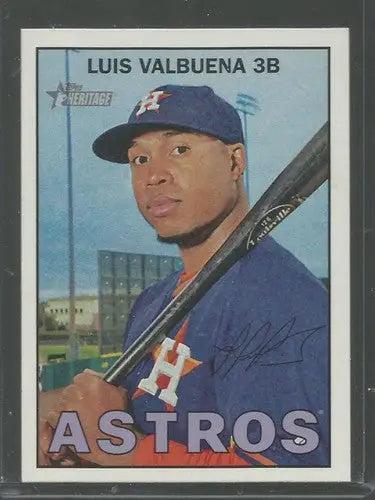 Original gloss Luis Valbuena baseball card from 2016 Topps Heritage featuring Astros